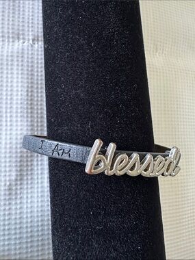 Blessed Leather Wrap Bracelet in Black and Silver